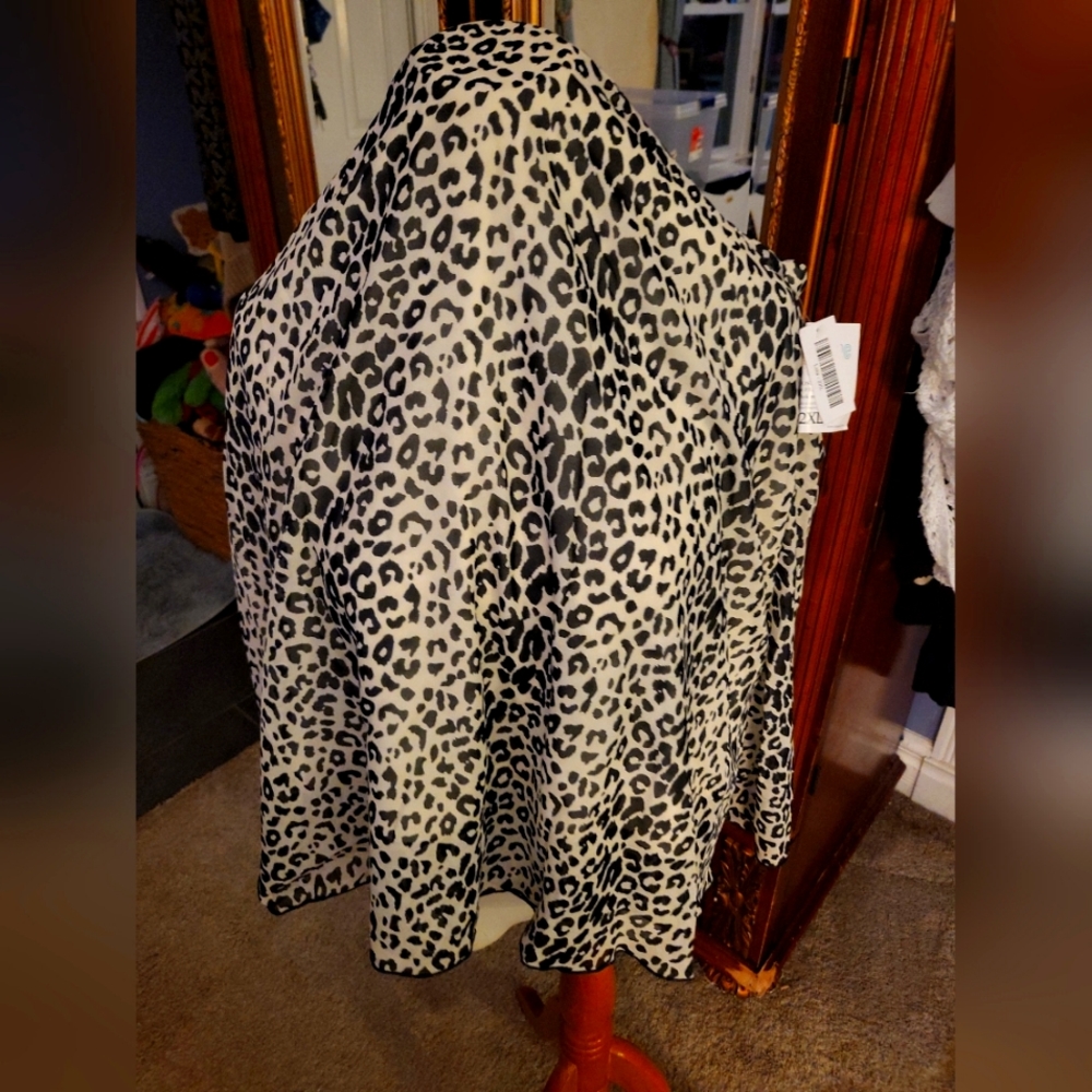 NWT Womens LuLaRoe Lola Skirt Cheetah Leopard Print Sheer OVERLAY 2XL Beautiful